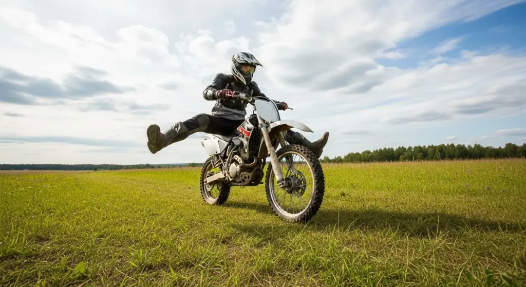 🏍️ How to Ride a Dirt Bike Like a Pro — Step-by-Step Beginner’s Guide (2025) 4 Child rider learning to balance on dirt bike in beginner training zone