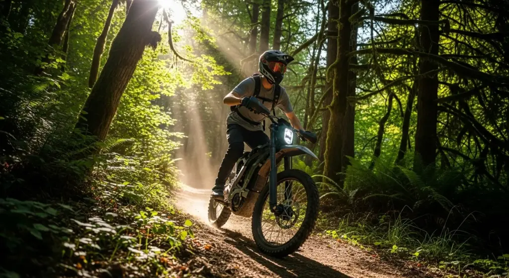 🏍️ How to Ride a Dirt Bike Like a Pro — Step-by-Step Beginner’s Guide (2025) 19 Happy rider enjoying electric dirt bike trail adventure
