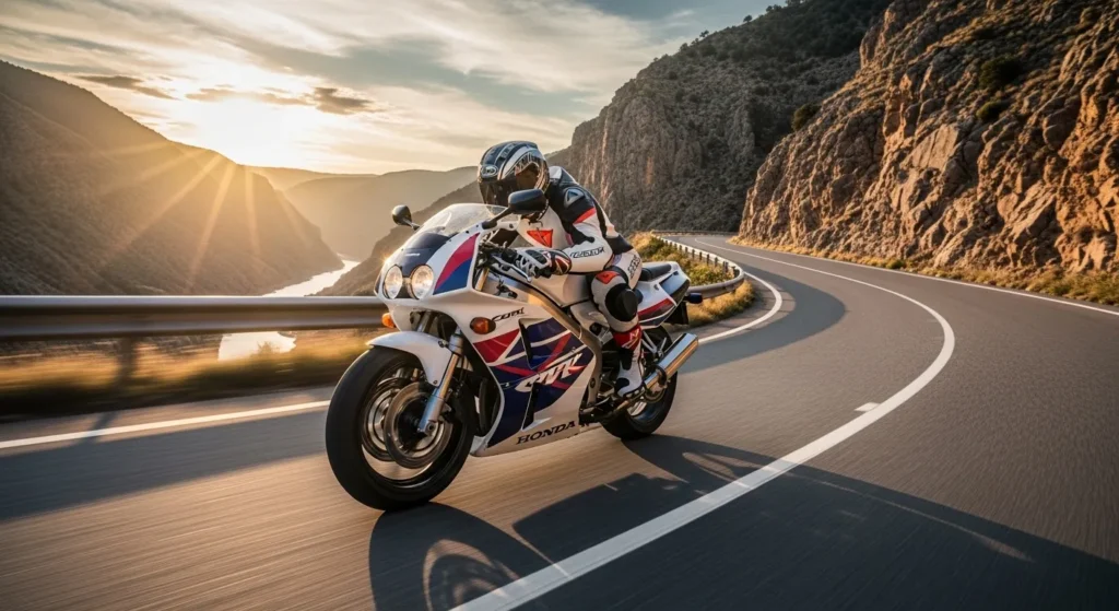 Honda WN7 Electric: Price, Specs & Why It’s Trending in the USA 3 Action shot of Honda WN7 leaned over on a canyon road.
