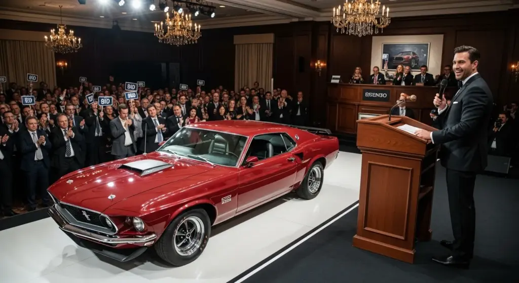 A 56-Year-Old Mustang Just Raised $250,000 for a Good Cause — Here’s the Story 5 1969 Ford Mustang Boss 429 being auctioned for charity at a classic car event.