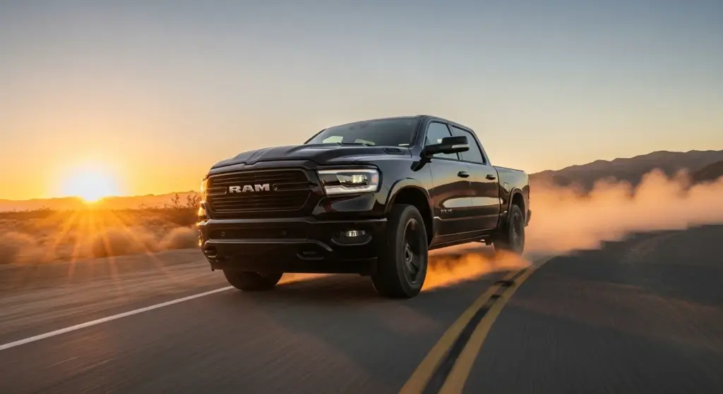 Ram 1500 Brings Back the Hemi 2026— and It’s Already Breaking Sales Records 3 2026 Ram 1500 Hemi speeding through a desert highway