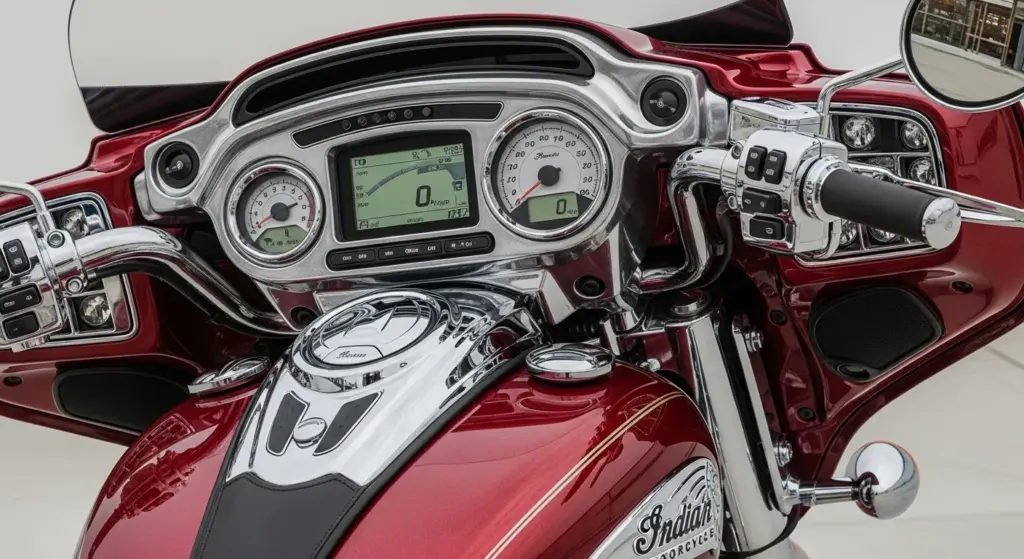 This New Indian Motorcycle Is Stealing Harley Fans Overnight 2 Detailed close-up of Indian Chieftain PowerPlus design, showing front fairing