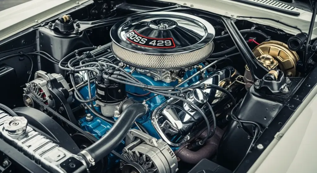 A 56-Year-Old Mustang Just Raised $250,000 for a Good Cause — Here’s the Story 3 Detailed view of the 429 cubic-inch V8 engine inside the 1969 Ford Mustang Boss 429
