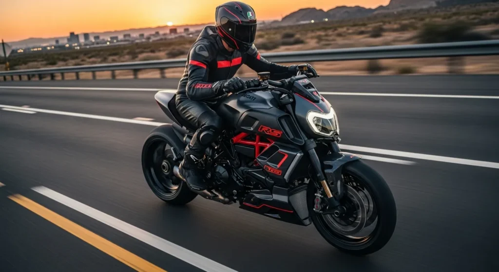 0–60 in Just 2.4 Seconds: Meet the Ducati Diavel V4 RS 3 Ducati Diavel V4 RS in action on a U.S. highway, showing speed and performance