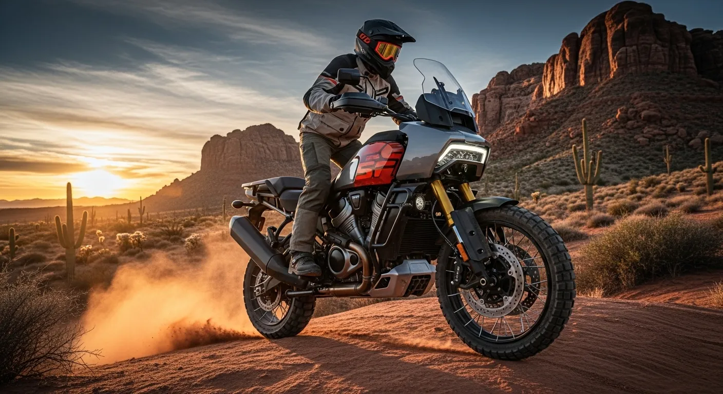 Harley-Davidson Pan America S2 concept in desert setting