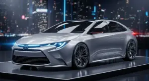 Next-generation Toyota Corolla 2026 concept with LED light bar and futuristic design