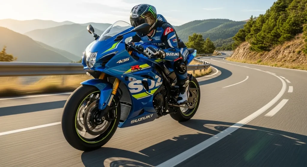 2026 Suzuki GSX-R 40th Anniversary: What’s New & Why It Matters 4 Rider pushing the 2026 GSX-R 40th Anniversary through a high-speed corner