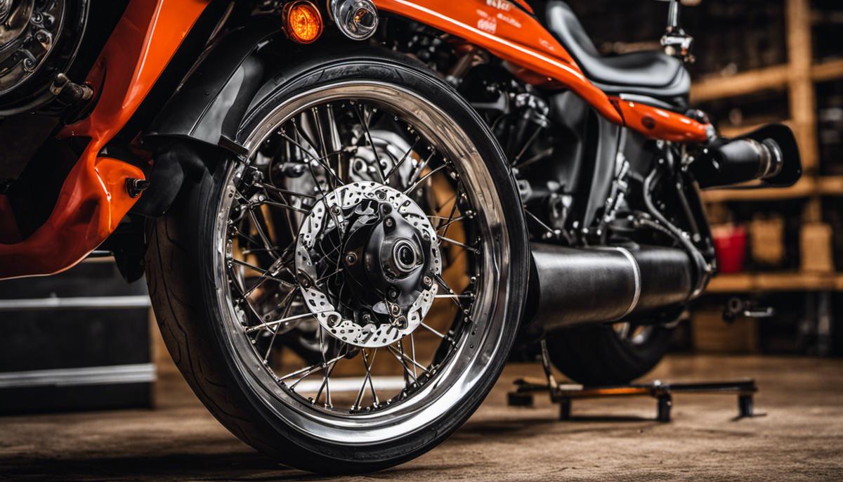Fixing Motorcycle Wheel Alignment: A Comprehensive Guide 3 Image showing a motorcycle wheel being aligned